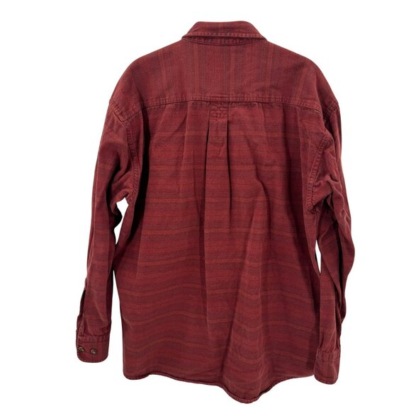 Cabelas Mens Burgundy Long Sleeve Button-Down Shirt Size L 100% Cotton Casual - Picture 2 of 5